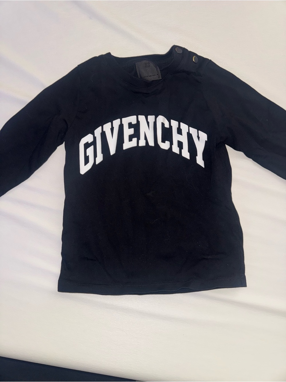 Givenchy Black Long Sleeve Tee with White Logo